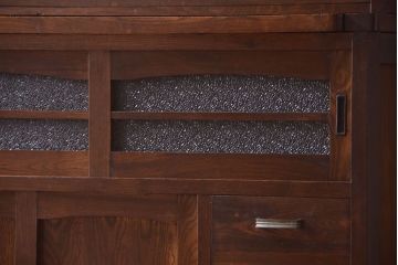 アンティーク家具　ダイヤガラス入り!作業台付き　古い木の和製アンティーク食器棚