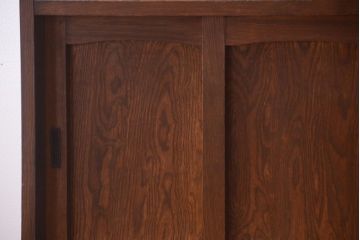 アンティーク家具　ダイヤガラス入り!作業台付き　古い木の和製アンティーク食器棚