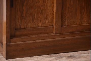 アンティーク家具　ダイヤガラス入り!作業台付き　古い木の和製アンティーク食器棚