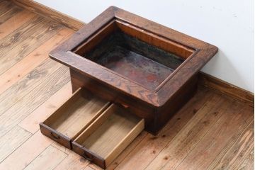 アンティーク雑貨　引き出し付き　古い木の和製アンティーク火鉢