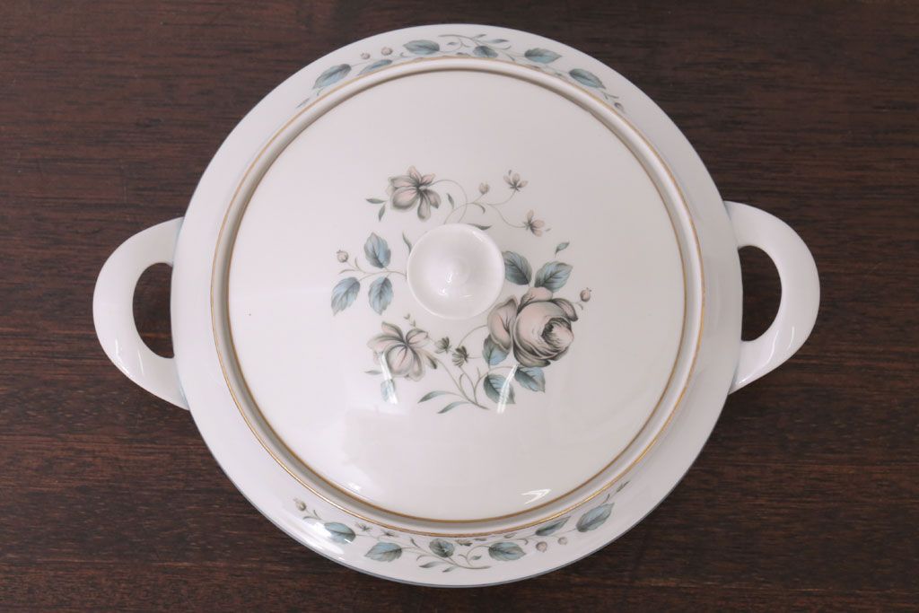 アンティーク雑貨　ROYAL DOULTON(ロイヤルドルトン)　ROSE ELEGANS(ローズ・エレガンス)　チュリーン(蓋付きの深皿)(洋食器)