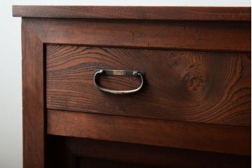 アンティーク家具　栗材天板のリメイク品!和製アンティークのカウンターテーブル(収納棚)