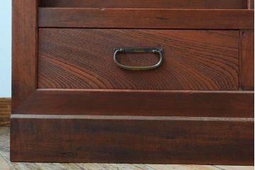 アンティーク家具　栗材天板のリメイク品!和製アンティークのカウンターテーブル(収納棚)