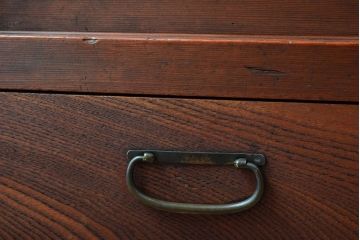 アンティーク家具　栗材天板のリメイク品!和製アンティークのカウンターテーブル(収納棚)