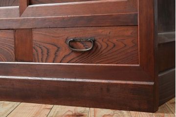 アンティーク家具　栗材天板のリメイク品!和製アンティークのカウンターテーブル(収納棚)