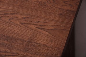 アンティーク家具　ナラ材天板のリメイク品!和製アンティークのモールガラス入り収納棚(戸棚・カウンターテーブル)