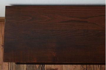 アンティーク家具　結霜ガラス　黒柿材と栗材!和製アンティークのローボード(戸棚)