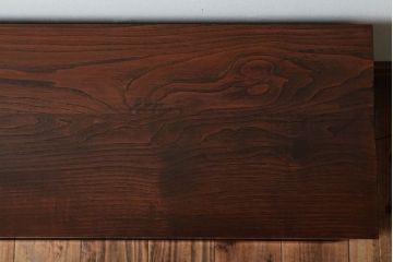 アンティーク家具　結霜ガラス　黒柿材と栗材!和製アンティークのローボード(戸棚)
