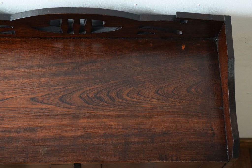 アンティーク家具　大正期　当時物色ガラス入りの高級品!和製アンティークの本箱(ブックケース)