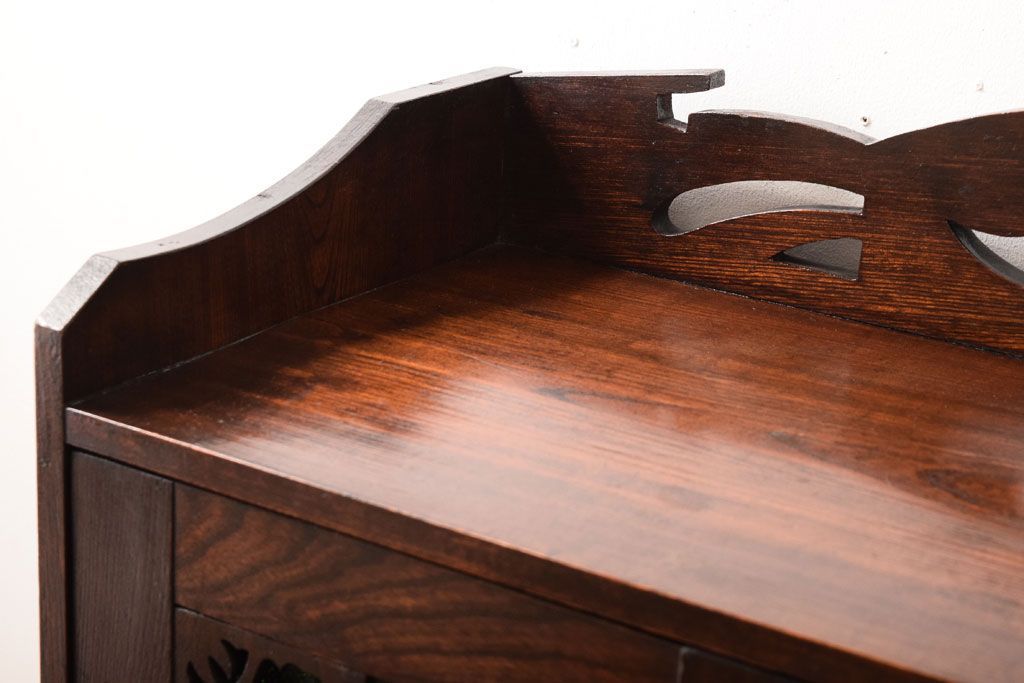 アンティーク家具　大正期　当時物色ガラス入りの高級品!和製アンティークの本箱(ブックケース)