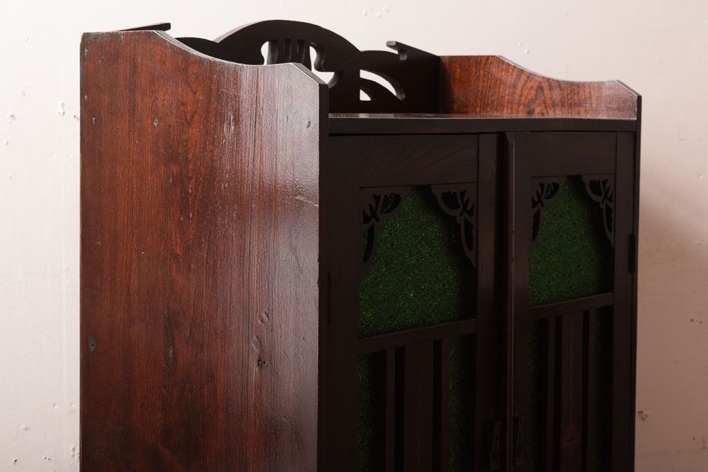 アンティーク家具　大正期　当時物色ガラス入りの高級品!和製アンティークの本箱(ブックケース)