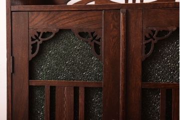 アンティーク家具　大正期　当時物色ガラス入りの高級品!和製アンティークの本箱(ブックケース)