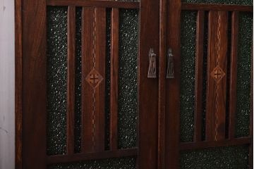 アンティーク家具　大正期　当時物色ガラス入りの高級品!和製アンティークの本箱(ブックケース)