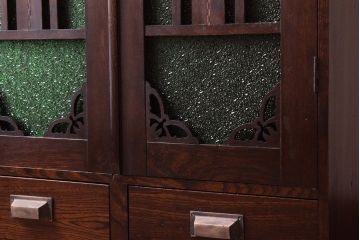 アンティーク家具　大正期　当時物色ガラス入りの高級品!和製アンティークの本箱(ブックケース)