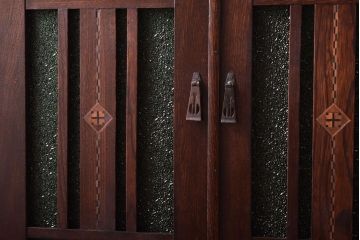 アンティーク家具　大正期　当時物色ガラス入りの高級品!和製アンティークの本箱(ブックケース)