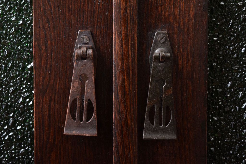 アンティーク家具　大正期　当時物色ガラス入りの高級品!和製アンティークの本箱(ブックケース)