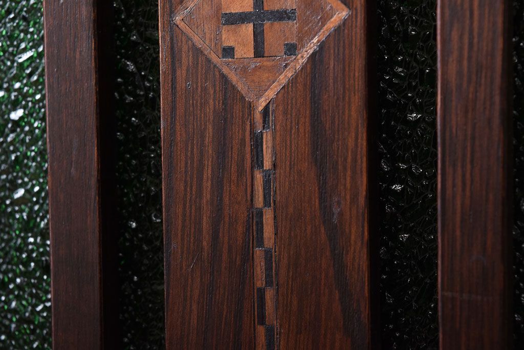 アンティーク家具　大正期　当時物色ガラス入りの高級品!和製アンティークの本箱(ブックケース)