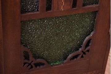 アンティーク家具　大正期　当時物色ガラス入りの高級品!和製アンティークの本箱(ブックケース)