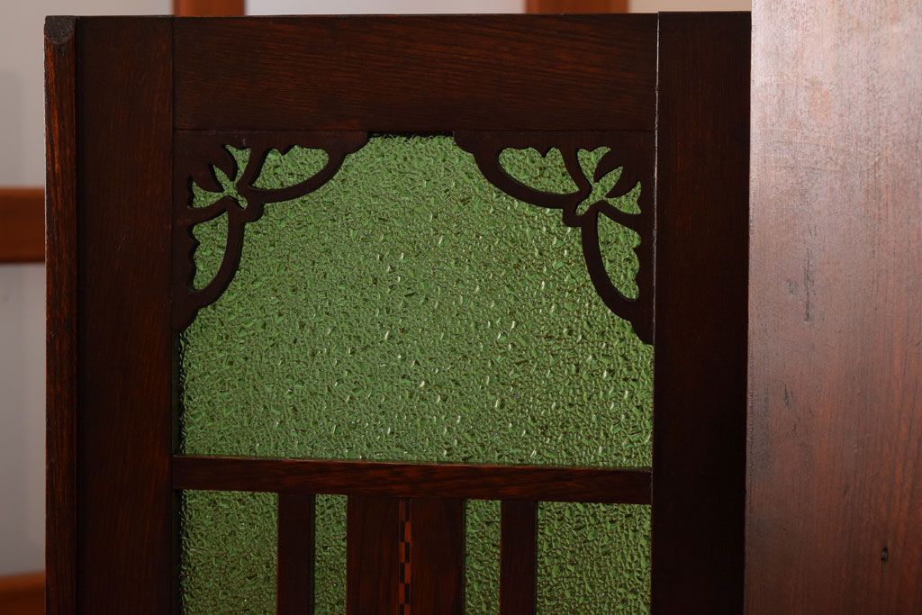 アンティーク家具　大正期　当時物色ガラス入りの高級品!和製アンティークの本箱(ブックケース)