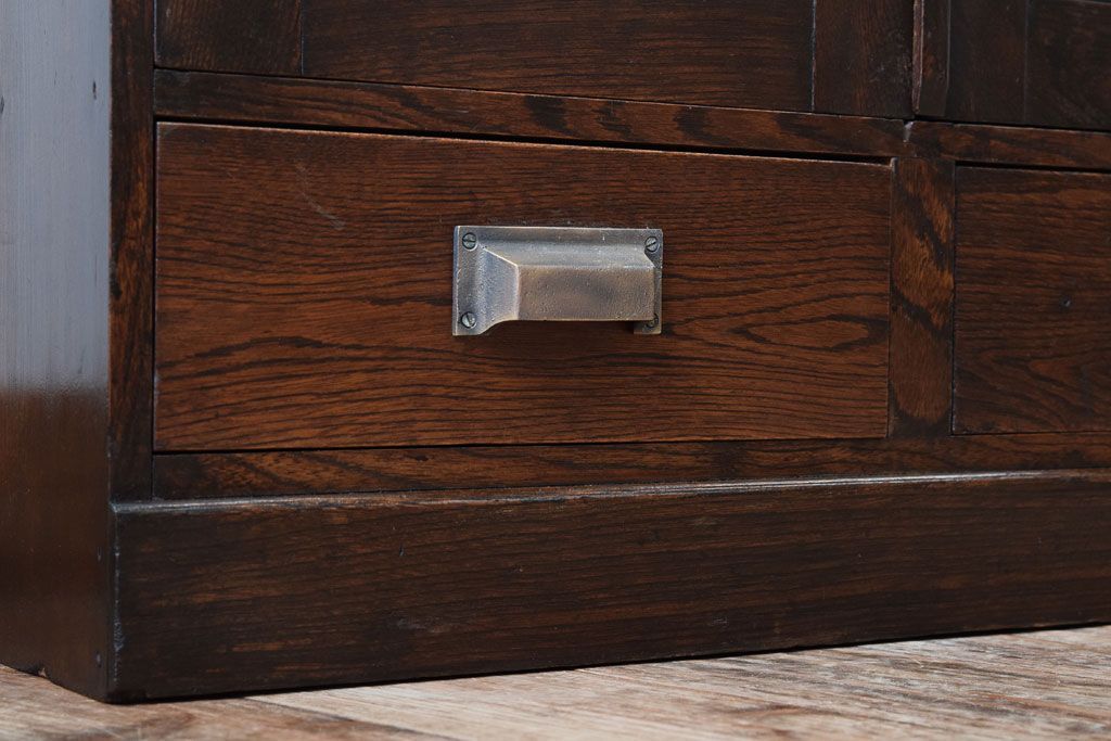 アンティーク家具　大正期　当時物色ガラス入りの高級品!和製アンティークの本箱(ブックケース)