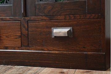 アンティーク家具　大正期　当時物色ガラス入りの高級品!和製アンティークの本箱(ブックケース)