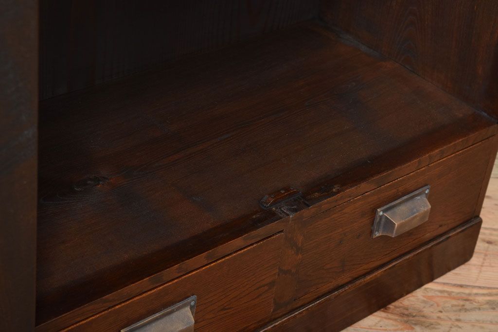 アンティーク家具　大正期　当時物色ガラス入りの高級品!和製アンティークの本箱(ブックケース)