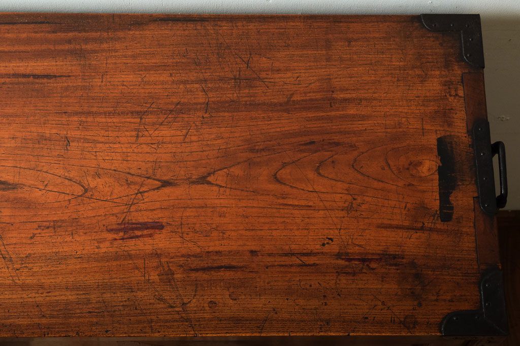 アンティーク家具　三方欅材!上質な和製アンティーク帳場箪笥