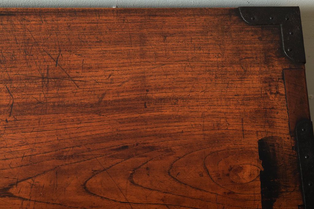 アンティーク家具　三方欅材!上質な和製アンティーク帳場箪笥