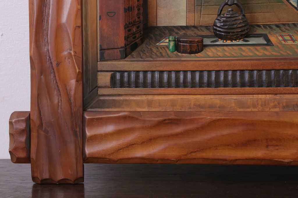 民芸品　遠近法応用額　古民家の風景　木彫り 公式】アンティーク家具ラフジュ工房商品詳細ページ民芸品 遠近