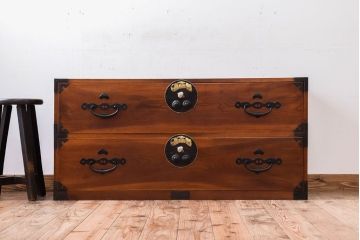 アンティーク家具　和製アンティーク　上質な二本松箪笥ローボード(衣装箪笥)