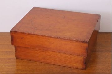 アンティーク雑貨　古い檜材のアンティーク小箱(木箱・小物収納箱)