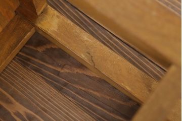 レトロ家具　古い木のレトロなクッション座面角スツール(2)