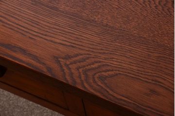 ダイヤガラス!ナラ材天板のリメイク品　アンティークのカウンターテーブル(収納棚・戸棚)