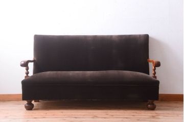 アンティーク家具　ナラ材製!2.5人掛けアンティークアームソファ