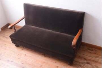 アンティーク家具　ナラ材製!2.5人掛けアンティークアームソファ