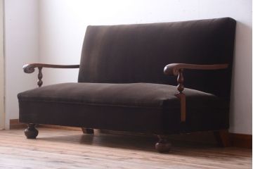 アンティーク家具　ナラ材製!2.5人掛けアンティークアームソファ