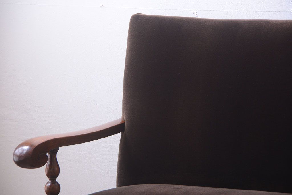 アンティーク家具　ナラ材製!2.5人掛けアンティークアームソファ