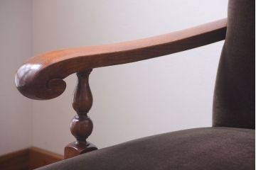 アンティーク家具　ナラ材製!2.5人掛けアンティークアームソファ