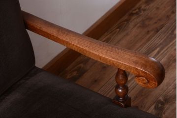 アンティーク家具　ナラ材製!2.5人掛けアンティークアームソファ