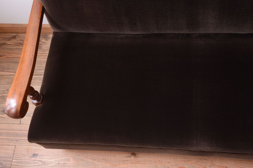 アンティーク家具　ナラ材製!2.5人掛けアンティークアームソファ