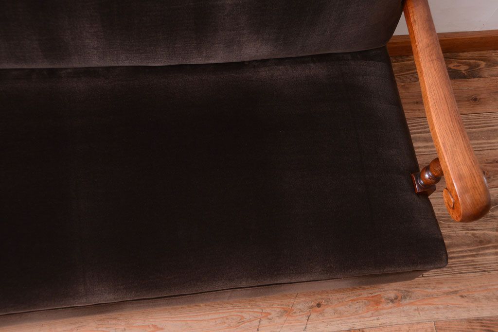 アンティーク家具　ナラ材製!2.5人掛けアンティークアームソファ