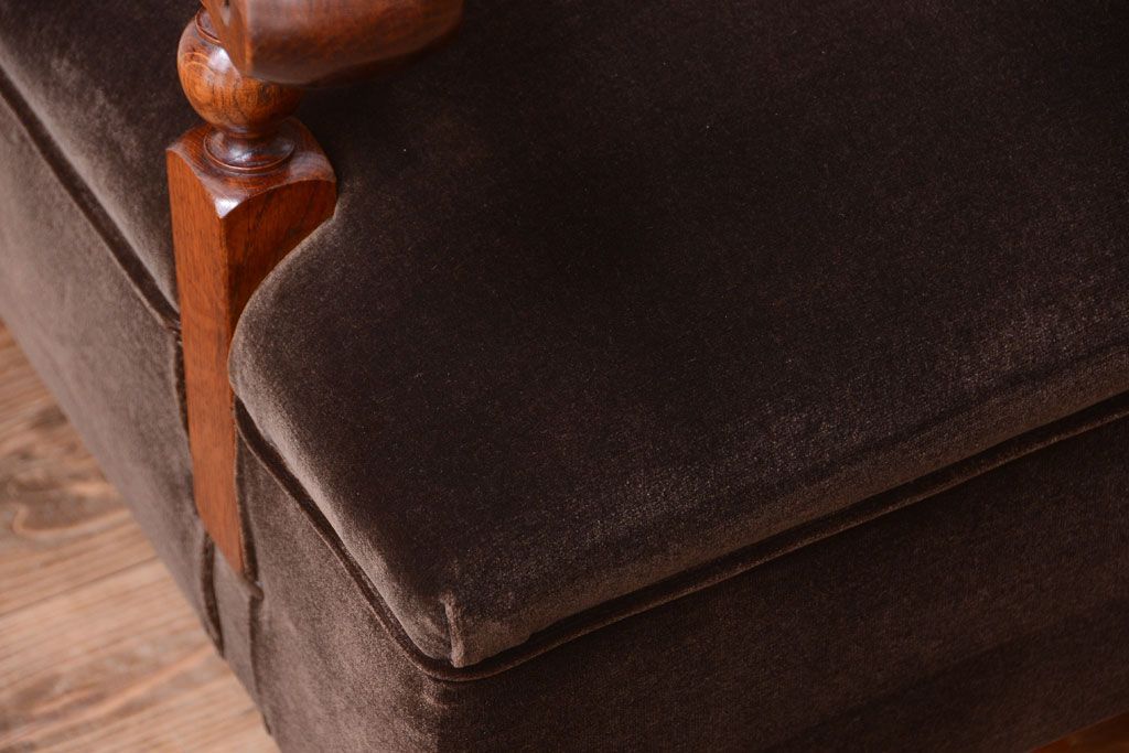 アンティーク家具　ナラ材製!2.5人掛けアンティークアームソファ