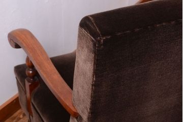 アンティーク家具　ナラ材製!2.5人掛けアンティークアームソファ
