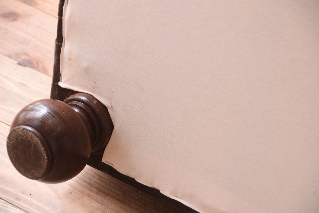 アンティーク家具　ナラ材製!2.5人掛けアンティークアームソファ