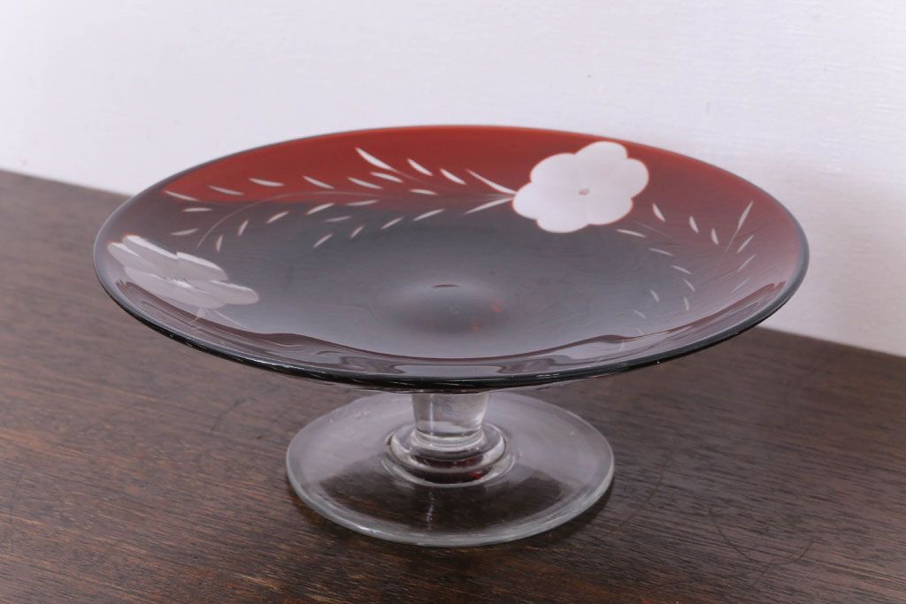 アンティーク雑貨　大正ロマン　古い切子ガラスコンポート(氷コップ)