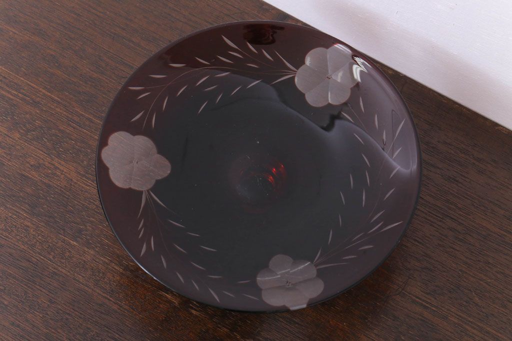 アンティーク雑貨　大正ロマン　古い切子ガラスコンポート(氷コップ)