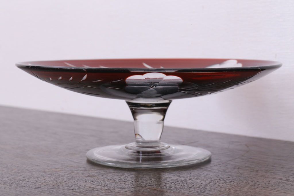 アンティーク雑貨　大正ロマン　古い切子ガラスコンポート(氷コップ)