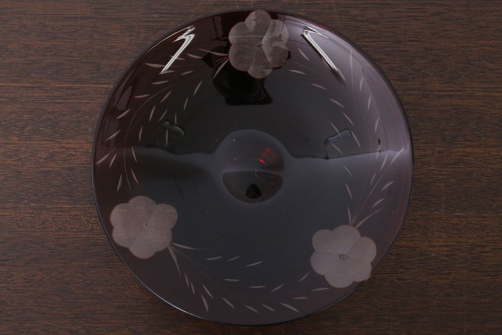 アンティーク雑貨　大正ロマン　古い切子ガラスコンポート(氷コップ)