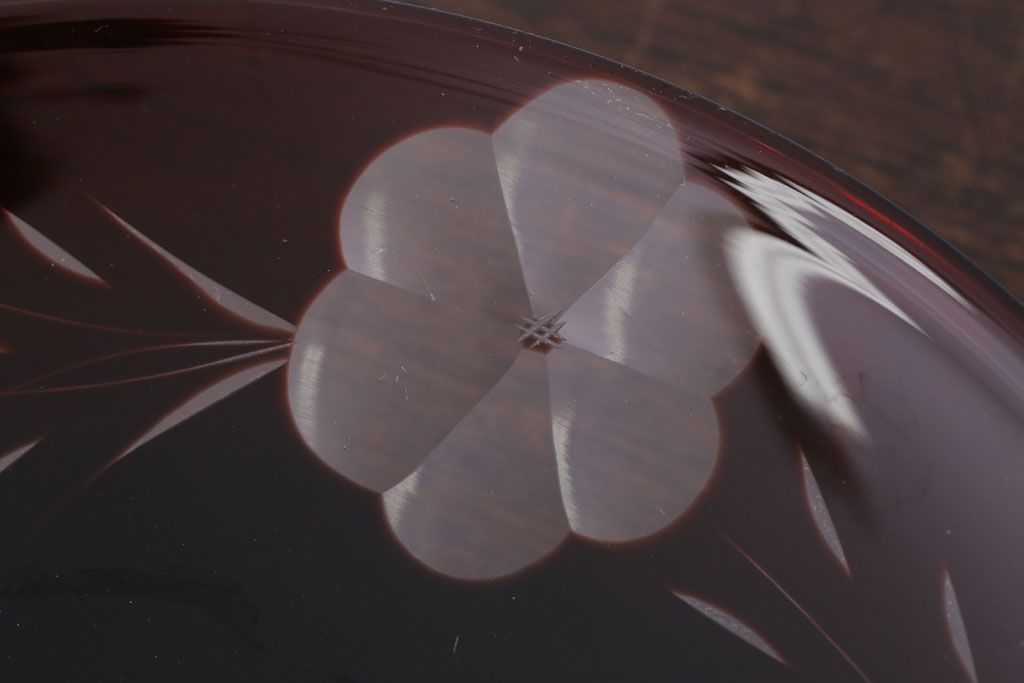 アンティーク雑貨　大正ロマン　古い切子ガラスコンポート(氷コップ)