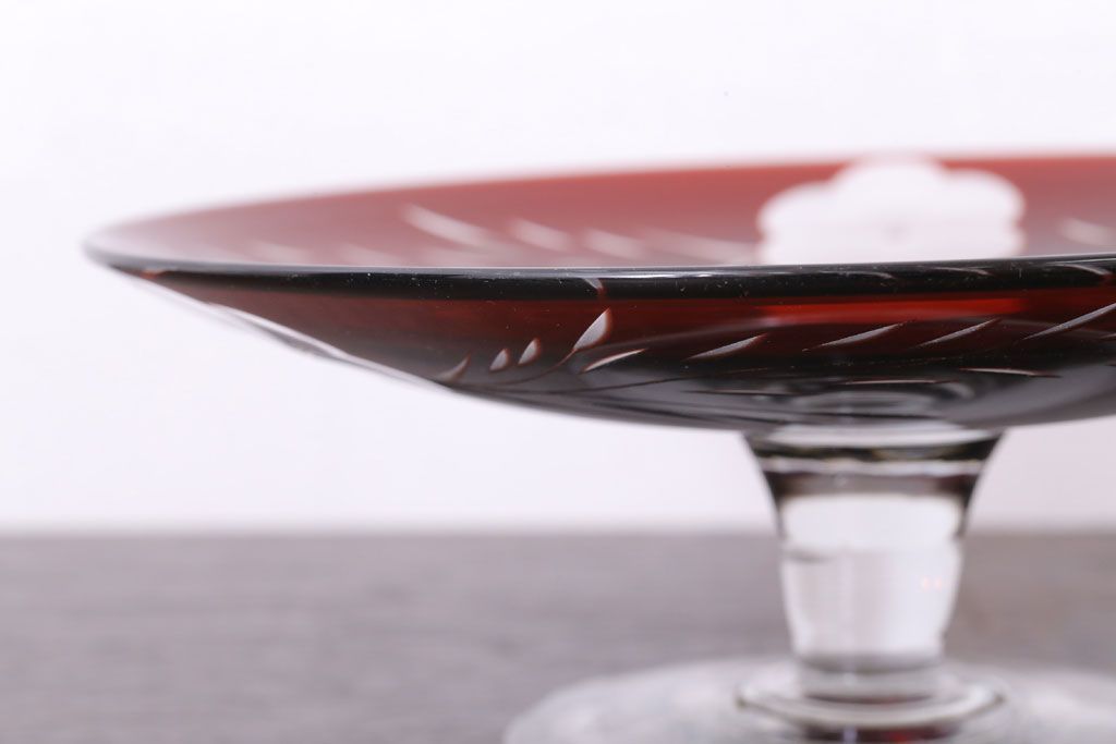 アンティーク雑貨　大正ロマン　古い切子ガラスコンポート(氷コップ)